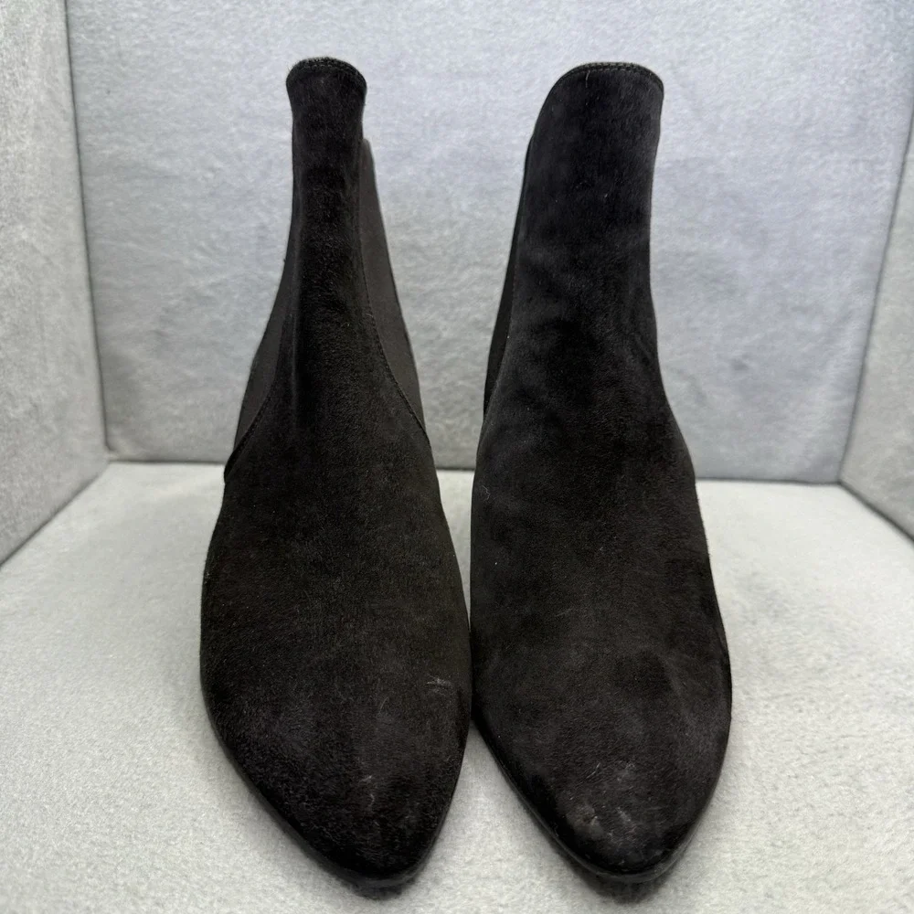Stuart Weitzman Women's 9 Black Suede Stretch Wedge Ankle Booties Spain